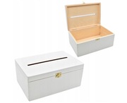 Drewniane pudełko SKRZYNKA na koperty ŚLUBNE BIAŁE