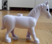 Figurka Lego duplo zwierzęta koń castle rycerze biały ruchoma głowa