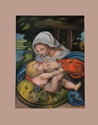 Matka Boska karmiąca Obraz olejny