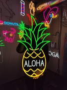 Ananas Neon Ozdoba na Ścianę. Aloha LED Reklama Świetlna