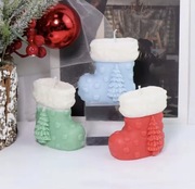 ŚWIĄTECZNA SKARPETA z Choinką forma silikon 8.6*8.9 do odlewów Świec Gipsu 