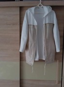 Made In Italia beżowo biała długa bluza z kapturem roz.L