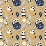 Papier do pakowania prezentów „Panda w kosmosie”, 70x100 cm.