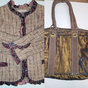 THERESA ŻAKIET CHANELKA + TORBA .WEŁNA, AKSAMIT  bardzo elegancki komplet 