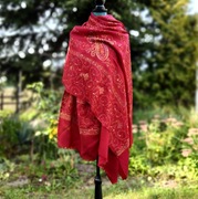 Duży szal indyjski haft paisley pashmina