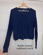 Ralph Lauren sweter kaszmirowy kaszmir 100% granatowy warkocz oversize SM38