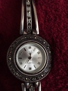 Śliczny zegarek damski biżuteryjny z markazytami srebro próba 925 nowy