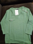 Bluzka Megi lxl zielona prążek guziki