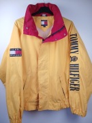 Kurtka Tommy Hilfiger M żółta wiatrówka logo kaptur lekka vintage