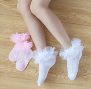 Skarpetki dziecięce młodzieżowe z falbanką