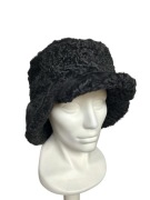 Futrzana czapka z karakuł, czarna, L/XL, 57 cm