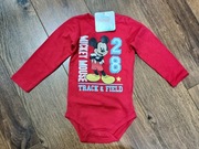Nowe czerwone body niemowlęce z Myszką Miki na długi rękaw rozmiar 80