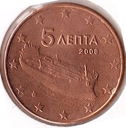GRECJA 5 centów 2008, KM# 183, UNC