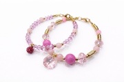 Komplet biżuterii 2 bransoletki kamienie Swarovski  różowe baby pink