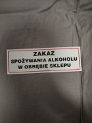 Tabliczka Zakaz spożywania alkoholu w obrębie sklepu