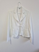 Biała lniana marynarka Lindex M, 100% len