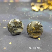 Kolczyki czarno-złote okrągłe sztyfty.