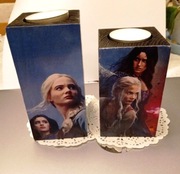 wiedźmin The Witcher świeczniki drewniane