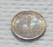 Malaje i Brytyjskie Borneo Królowa Elżbieta II 1 cent 1962 KM# 6 Ładny stan