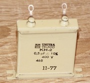 Kondensator papierowy hermetyczny UNITRA TELPOD KH-2 0.5 uF 400 V retro PRL