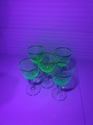 5 szt. Kieliszki szkło uranowe – Vintage / Retro