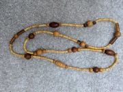 Długi Naszyjnik BOHO | Drewniane Korale i Koraliki | Stan Idealny