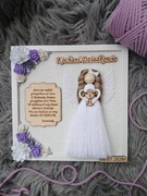 Podziękowania na komunię dla dziadków aniołek ramka makrama podziękowanie