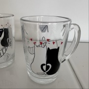 Kubki zakochane koty szklane luminarc 2 sztuki nowe