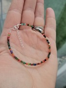 Bransoletka srebro 925 kolorowe szkiełka na lince 