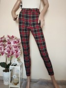 Spodnie w kratę rurki dopasowane z wysokim stanem kratka