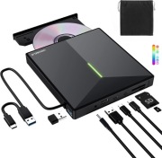 ORIGBELIE TP888 Zewnętrzny napęd CD DVD z 4 portami USB TF/SD, USB 3.0