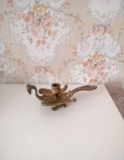 Elegancki świecznik, kaganek Paw mosiężny vintage.