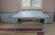 Okazja Biurko 2 stanowiskowe stelaż regulowany+2 szafki zamykane kontenerki