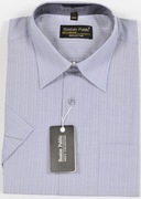 koszula męska fioletowa w paski na krótki rękaw kołnierz 40/41 M