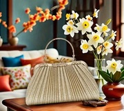 Złota Torebka Wieczorowa - Karbowana