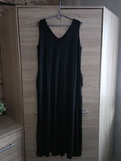 Czarny luźny z szerokimi nogawkami kombinezon z wiskozy 