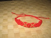 czerwona bransoletka makrama  koraliki czerwone 8 mm