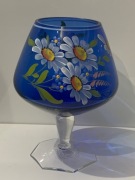 Kielich kobaltowy koniak szkło artystyczne ręczni