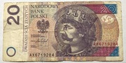 Banknot 20 zł  2016 rok unikat AX 6718284