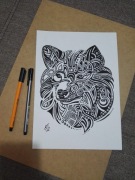 Rysunek: wilk - cienkopis, A4, 250g/m2