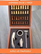 Komplet do wina w skrzynce szachy na prezent