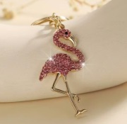 Flaming różowy, cyrkonie, breloczek