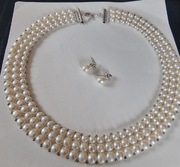 Naszyjnik z prawdziwych pereł w srebrze 925 +kolczyki