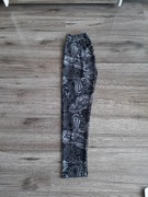Czarne legginsy damskie w białe wzorki rozmiar M