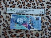 Karaiby Wschodnie banknot 10 dolarów polimer grading PMG 