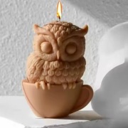 SOWA w Filiżance forma silikonowa 10*8*7 do odlewów Świec Mydła Gipsu