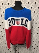 Męski sweter dzianinowy POLO RALPH LAUREN rozmiar L niebieskobiałoczerwony