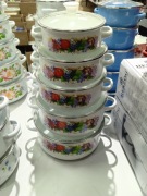 Zestaw białych garnków emaliowanych 5 szt