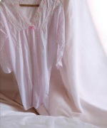 Nowa koszula nocna długa plus size 44 XXL bawełna koronka różowa biała