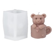 MIŚ w FILIŻANCE forma silikonowa 8.5*8*7 do Odlewów Świec Mydła Gipsu 